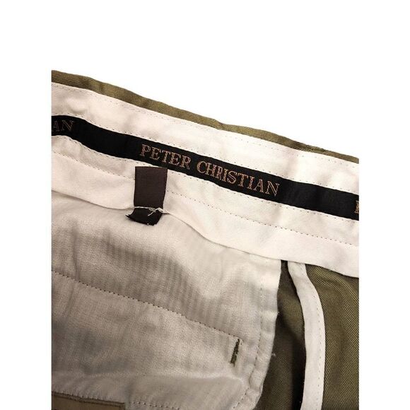 Peter Christian pants men's 32x28* measured green Flat Front Slacks 100% cotton - Picture 7 of 10